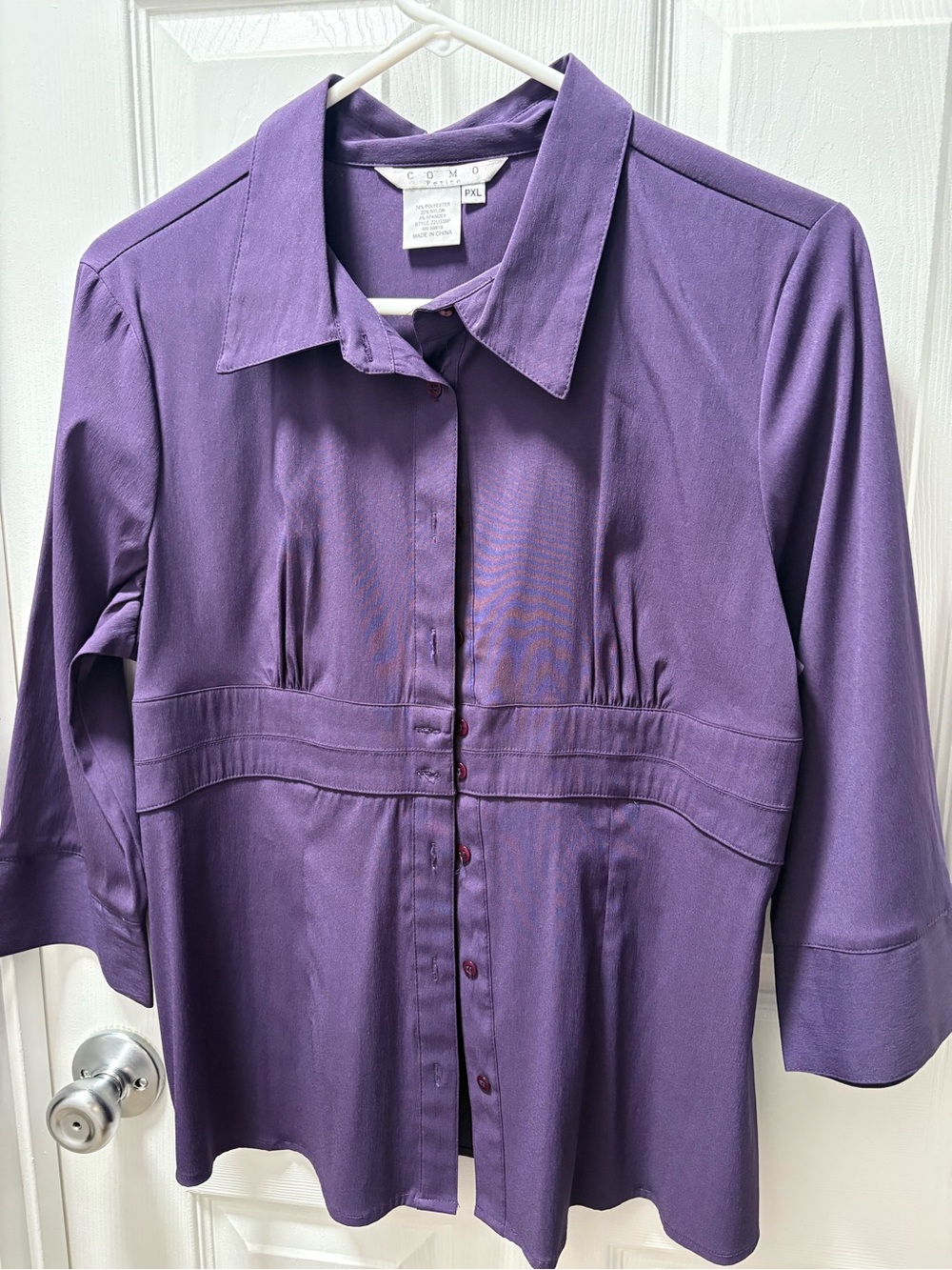 Como Purple Women's Button-Front Collared Blouse